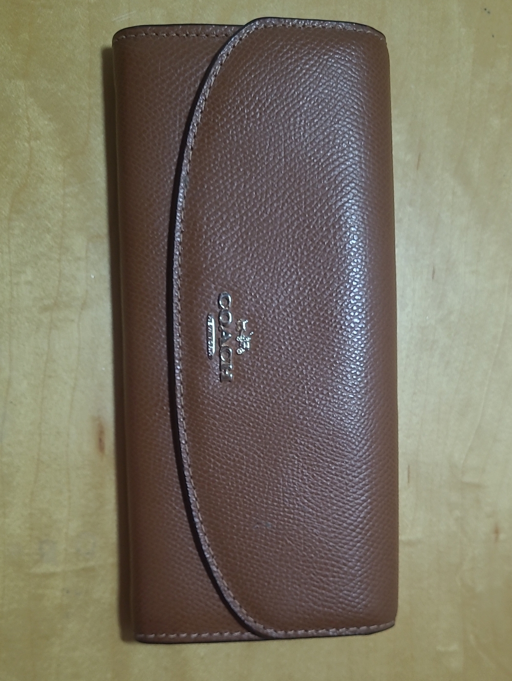 Coach Pebbled Leather Wallet in Warm Brown